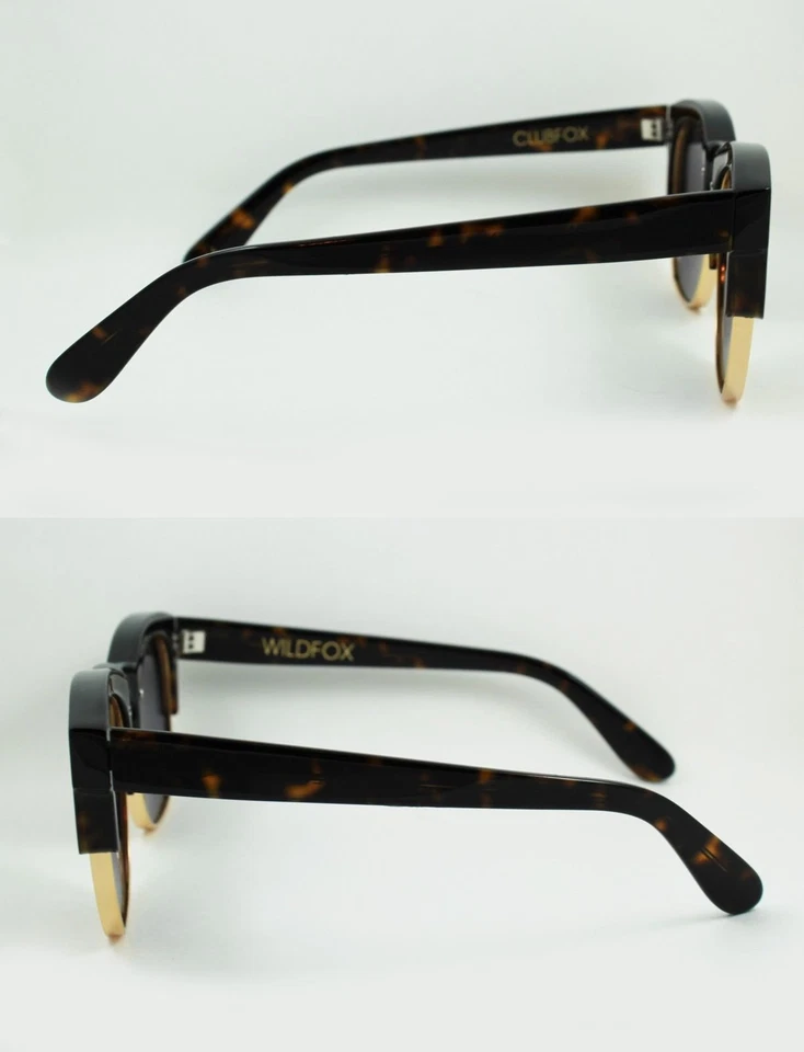 Wildfox Clufox Deluxe Sunglasses Gold Half Rim Tortoise Frame Iridium Mirror - Изображение 4 из 4