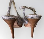*COLE HAAN* Ivory Green Snakeskin Print Slingback Platform Peeptoe Heels Size 8 — photo 5