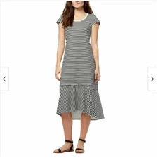 ELLA MOSS WOMEN'S SHORT SLEEVE STRIPE SUMMER DRESS(GARDENIA STRIPE XL)NWT