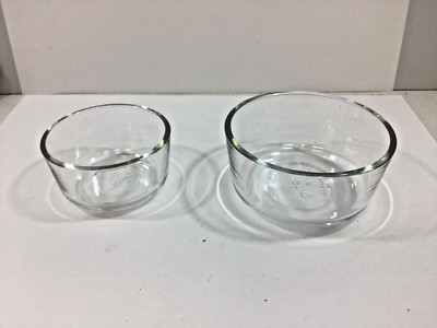 pyrex 7200A & 7202A round Clear Glass Mixing Storage Bowls ~ Excellent Condition