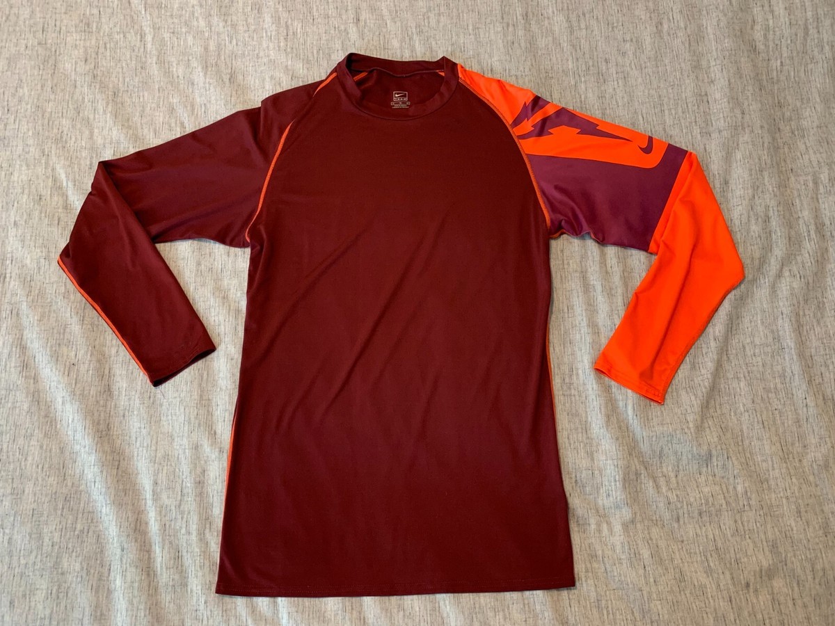 nike orange long sleeve compression shirt