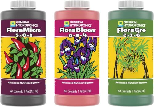 General Hydroponics FloraSeries FloraMicro FloraBloom and FloraGro 1 pint Bundle