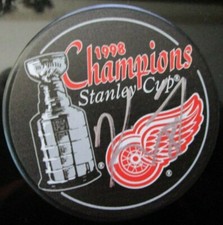 KIRK MALTBY SIGNED DETROIT RED WINGS 1998 STANLEY CUP CHAMPS HOCKEY PUCK w/ COA