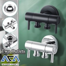 ACA Black/Chrome 1-In-2-Out Double Switch Dual Control Brass Toilet Bidet Valve