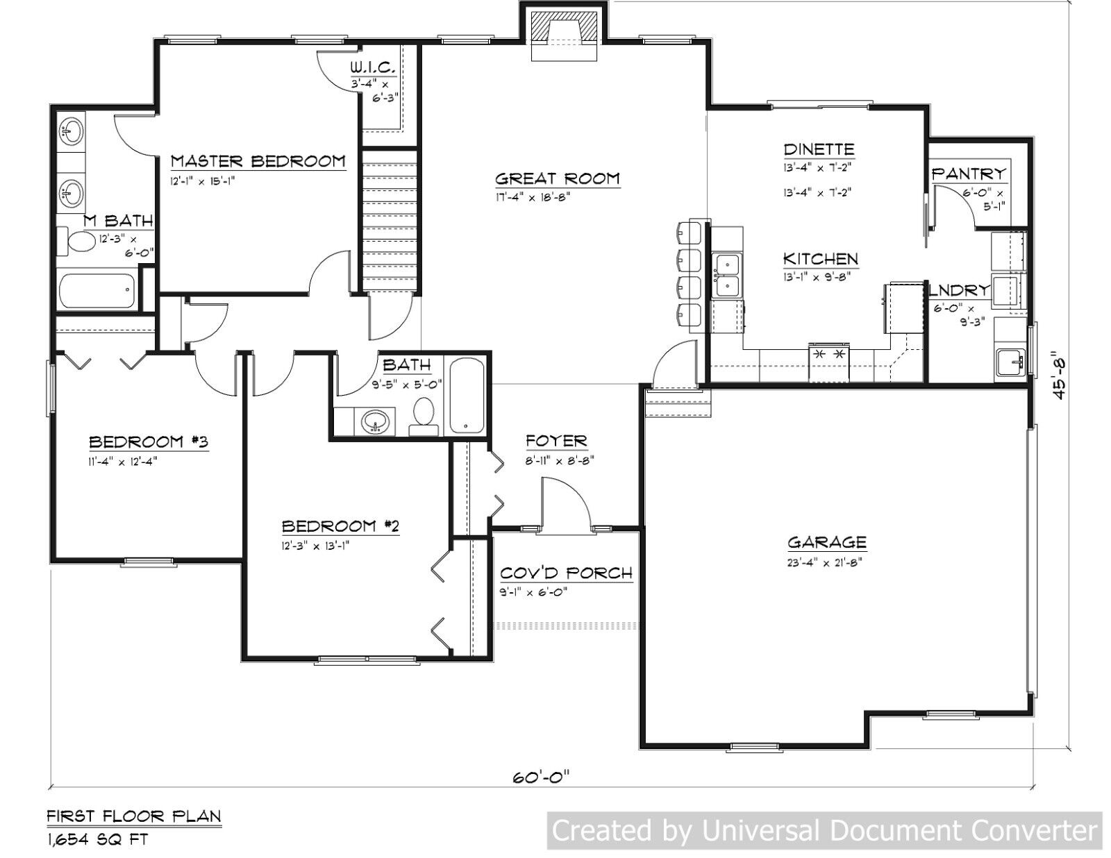 Full Set Of Single Story 3 Bedroom House Plans 1,654 Sq Ft | Ebay