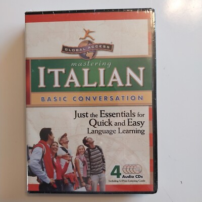 Italian Language Learning 4 Audio CDs New Mastering Basic Conversation  Global