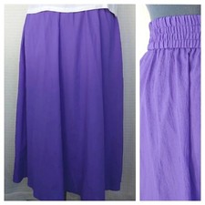 Vintage Laura  Jayne Purple Lightweight Elastic Waist Skirt Size 8 Waist 26-36"