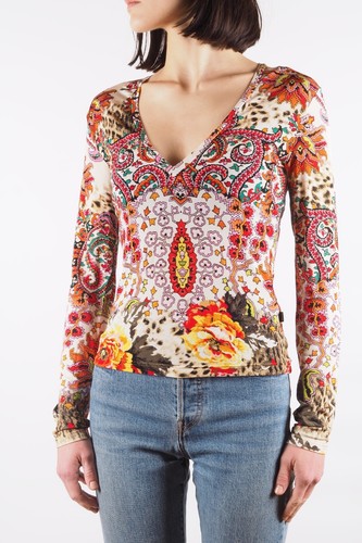 Just Cavalli Women's Vintage Y2K Floral Paisley Blouse L/S Top Size S / Small - Picture 2 of 10