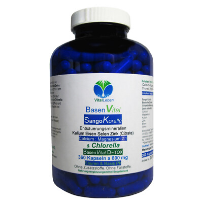 BasenVital 360 Pulver Kapseln Säure-Basen-pH-Balance mit Sango Koralle Chlorella
