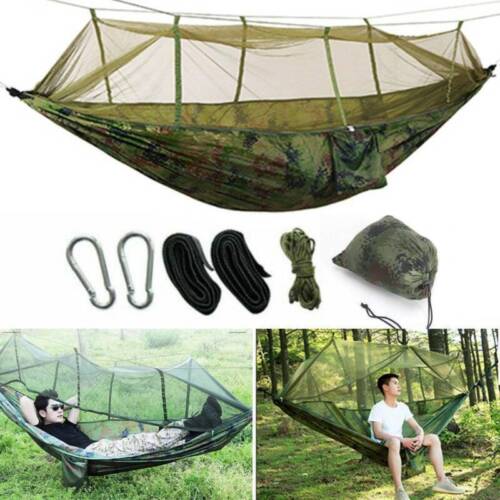 Double Person Camping Hammock With Mosquito Net Outdoor Hanging Swing Bed Travel - Picture 4 of 11