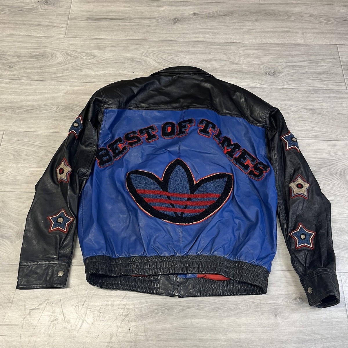 Vtg Adidas Leather Jacket “Best Of Times” “Player” Rare Vtg Adidas Leather Jacket “Best Of Times” “Player” Rare