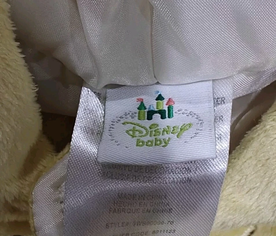 Disney Winnie the Pooh Peluche Con Capucha Una Pieza Amarillo Cremallera Bordado Talla 6-9 Mo Foto 4 de 4