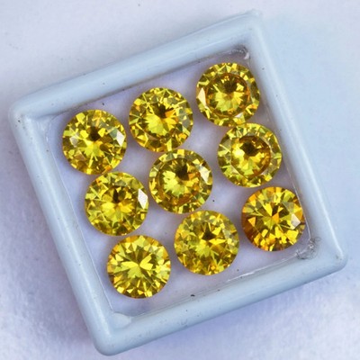 57 CT Flawless Yellow Topaz Round Cut Certified Loose Gemstone 9 Pcs Lot