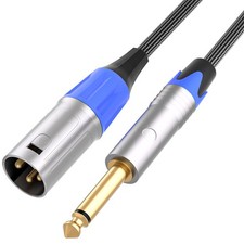 Tisino 1/4" to XLR Male Mono Cable Unbalanced Quarter inch 10 feet, Black