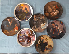 Set 7 Vintage Norman Rockwell Collectible Plates Edwin Knowles Grandma Grandpa