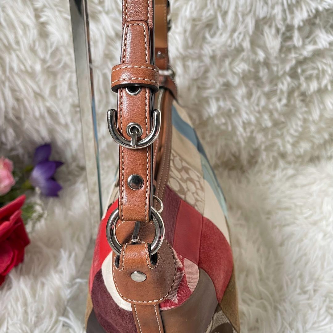 Coach 7048 Patchwork Shoulder Bag Multicolor Canv… - image 6