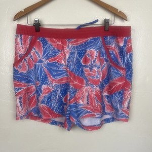 Columbia PFG Shorts Mens L Blue Red Omni Shade Fishing Swim Trunks Graphic