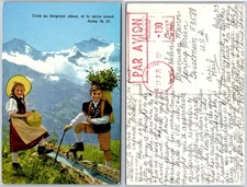 Alps Children Traditional Dress Postcard