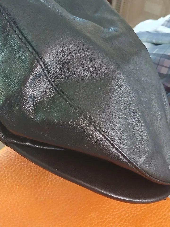 Gorra plana de conducción de cuero de cordero Dobbs para hombre tabbie newsboy talla L negra EE. UU. Foto 2 de 4