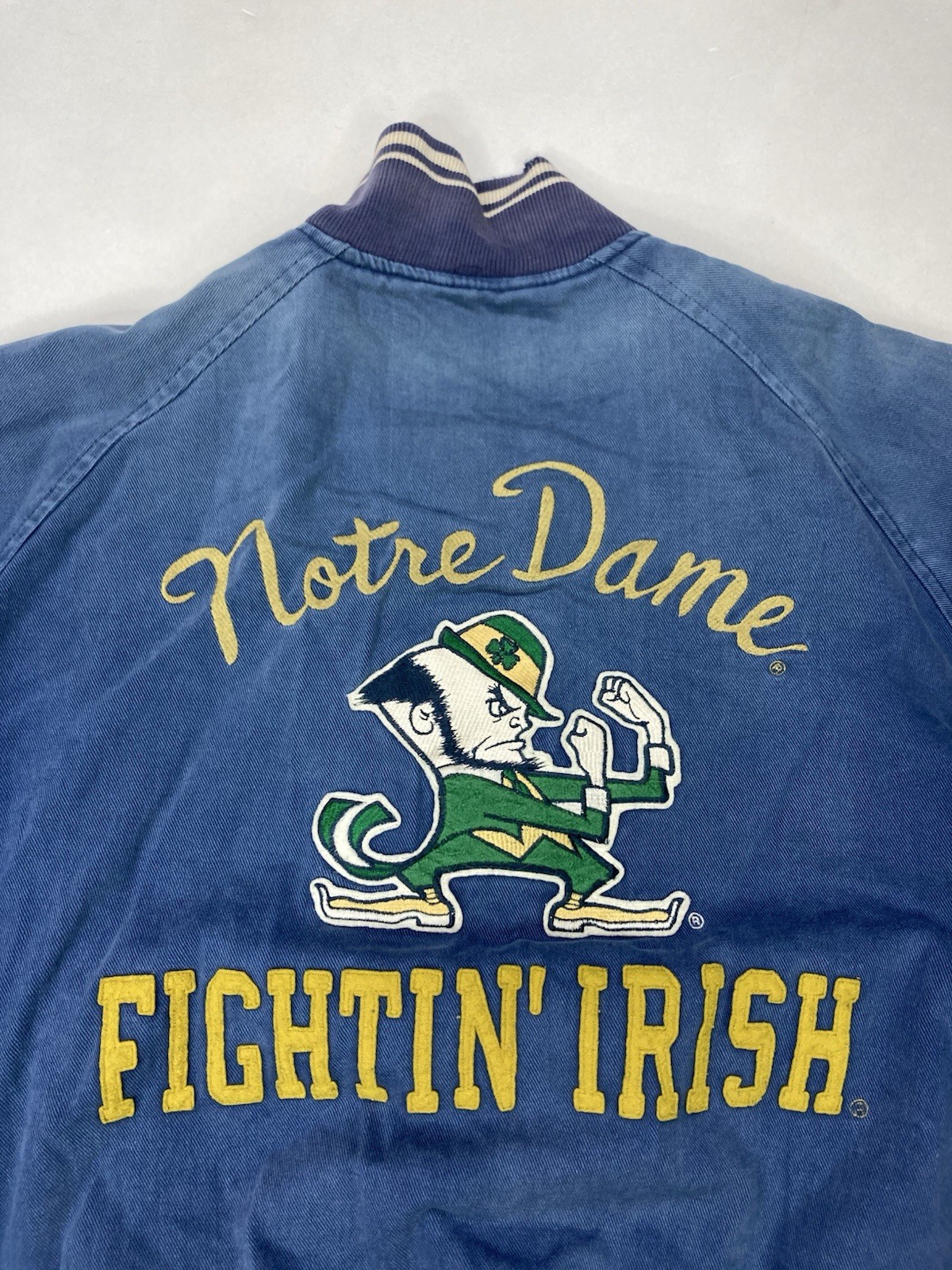 VINTAGE Mirage University Of Notre Dame Fighting Irish Jacket Men Large Blue 90s image 2