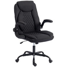 HOMCOM Linen-Look Computer Desk Chair, Executive Office Chair with Flip-Up