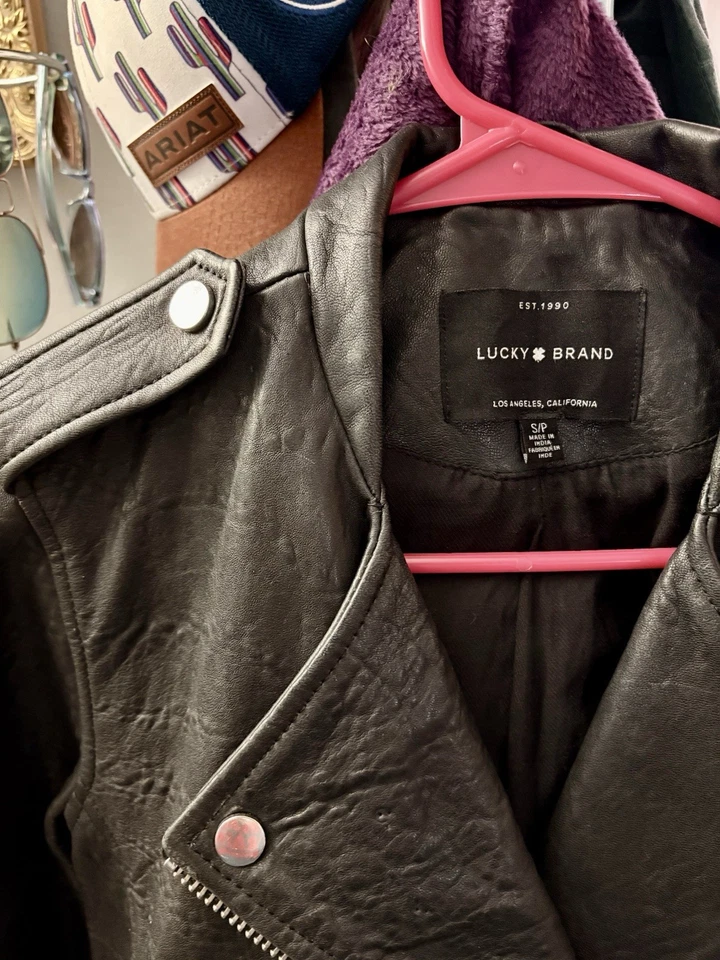Lucky Brand Black Leather Jacket Small - Image 3 of 4