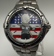 Patriotic Flag Watch Man-in-Suit  Stars Stripes Quartz USA Theme