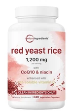 Red Yeast Rice 1200mg with CoQ10 100mg, Niacin  for Heart Health, 240 Capsules