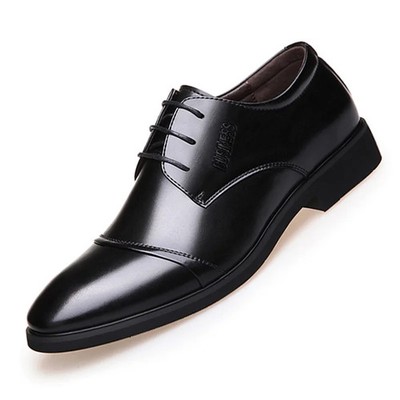 Men's Cap-Toe Leather Oxfords Comfortable Lace-Up Formal Office Dress Footwear