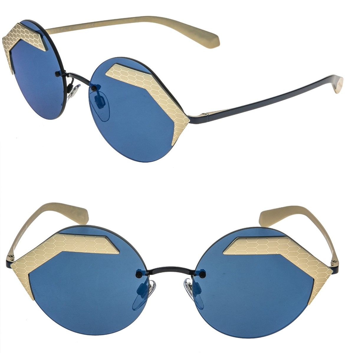 BVLGARI BV6089 6089 SERPENTEYES Gold Blue Metal Round Sunglasses