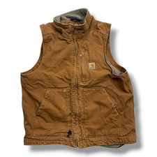 Carhartt Thrashed Vest Size Medium Brown Tan Canvas
