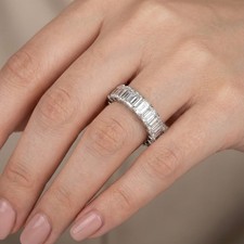 Classic Eternity Wedding Ring Platinum 7.50 CT Emerald Lab-Grown Diamond D VVS1