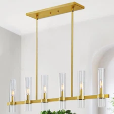 Untrammelife 6-Light Modern Linear Chandelier, - 6 Light 36'', Gold