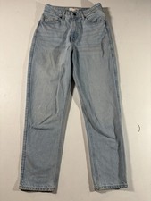 H M Women  s Sz 4 Light Wash Blue Tapered High Rise Denim Mom Jeans