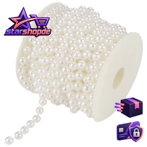 10M 8Mm Perlengirlande, Perlenband Perlenkette Girlande Kunstperlen Perlen FüR H-image