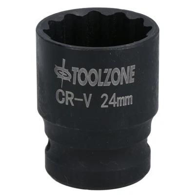 AB TOOLS 24mm 1/2in. Drive Shallow Metric Impact Impacted Socket 12 Sided Bi-hex
