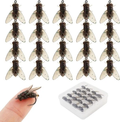20pcs Bionic Fly Fishing Bait Trout Bait Fly Fishing Lure Kit Dry Wet Flies Hook