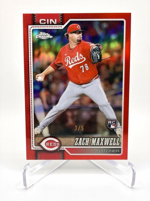 2026 Topps Chrome Zach Maxwell #143 Rookie True Red Refractor /5 Reds RC