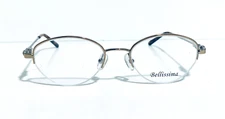 BELLISSIMA BL627 GOLD / SILVER SEMI RIMLESS OVAL EYEGLASSES RX 50-19-135 MM