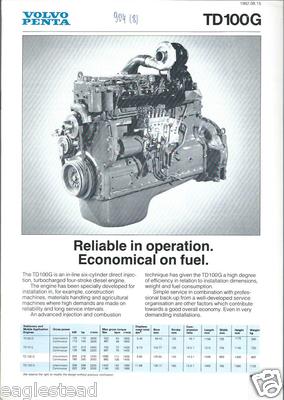 Equipment Brochure -  Volvo Penta - TD100G - Diesel Engine - 1982 (E2678) 