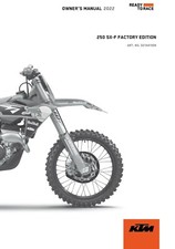 KTM Owners Manual Book Guide 2022 250 SX‑F FACTORY EDITION US