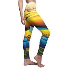 Blue/Yellow - Women's Cut  Sew Casual Leggings AOP 