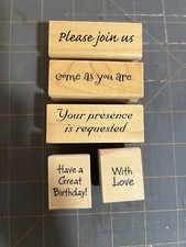 Unbranded Rubber Stamp Set Text Greetings Invitations Birthday Crafting S18