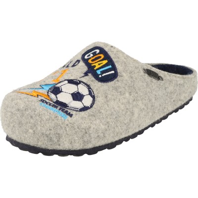 Jungen Hausschuhe Grau Supersoft Komfort 542-376 Pantoffeln Clogs Fußball Goal