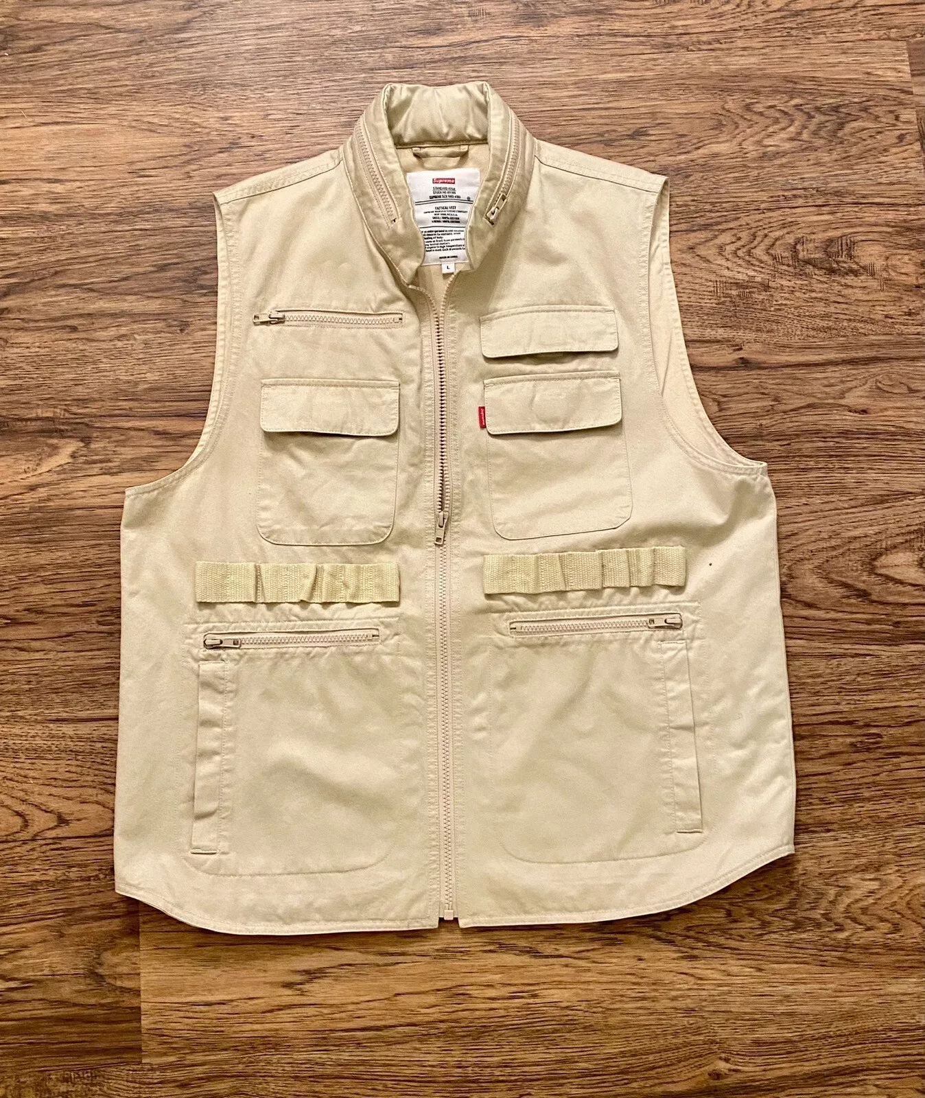 Gilet tactique Supreme SS14 sable taille L grand gilet tan kaki 23”x28” rare