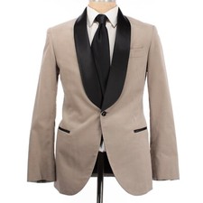 Brunello Cucinelli NWOT Dinner Jacket Shawl Lapel Size 46R 36 Light Brown Velvet