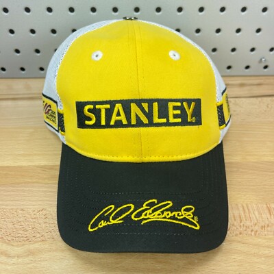 Carl Edwards #19 STANLEY Tools Joe Gibbs Racing NASCAR Yellow Hat Cap NOS NWT