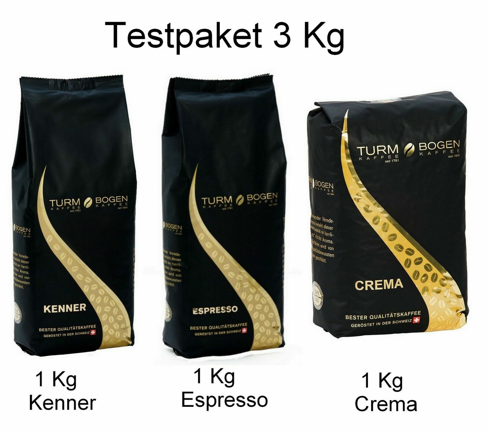 3 Kg Turm Bogen Kaffee original schweizer Röstung Schümli Crema Probier- Paket