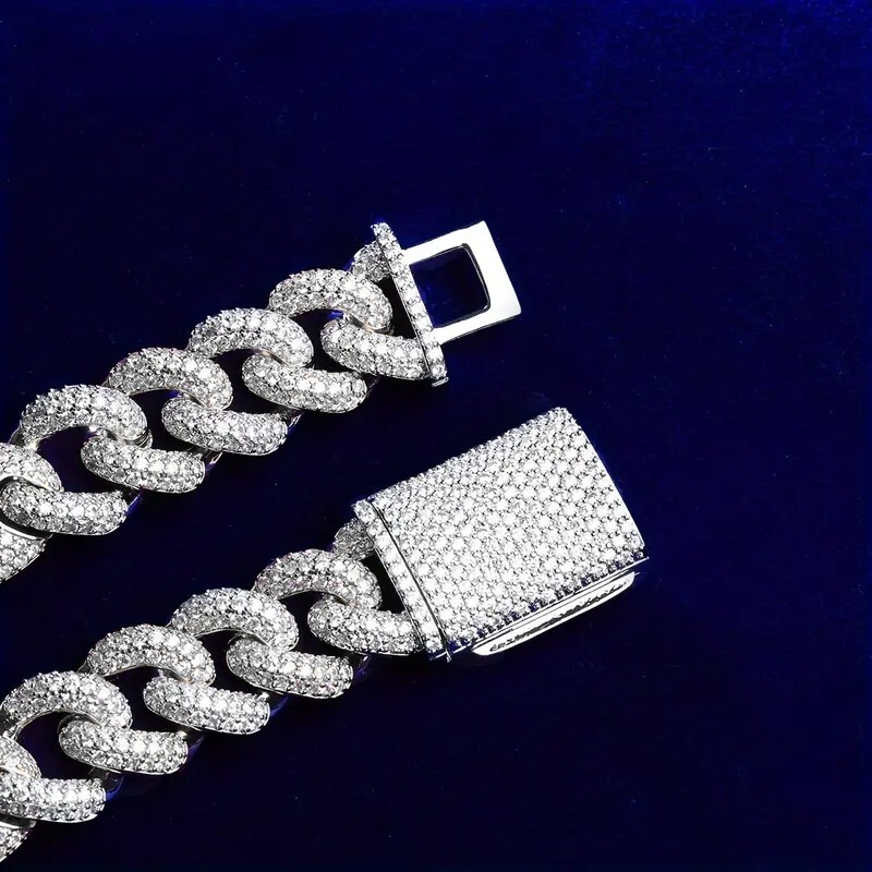 AAA+ SIMULATED DIAMOND 15mm 18" CUBAN BRASS HIP HOP CHAIN NECKLACE MSRP $800