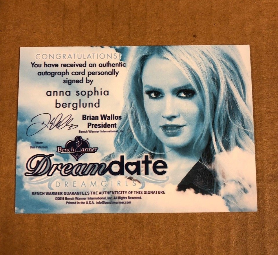 2017 Benchwarmer ANNA SOPHIA BERGLUND Dreamgirls DREAMDATE Pink Auto